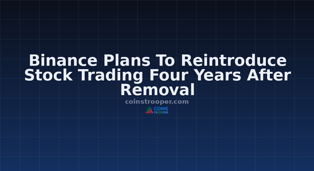 Binance Plans To Reintroduce Stock Trading Four Years After Removal