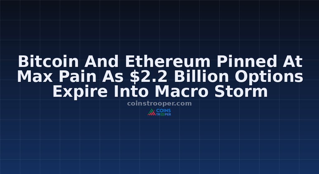 Bitcoin And Ethereum Pinned At Max Pain As $2.2 Billion Options Expire Into Macro Storm