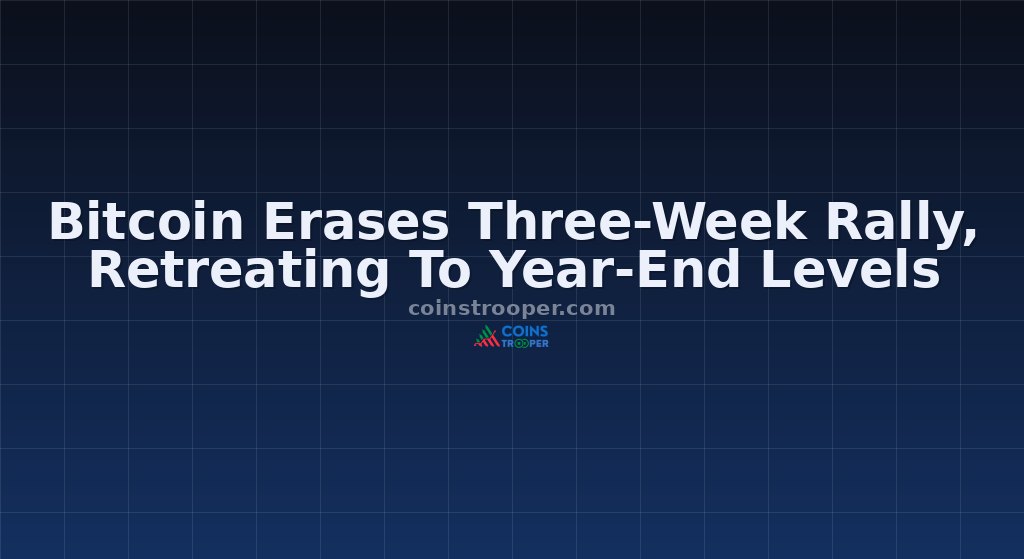 Bitcoin Erases Three-Week Rally, Retreating To Year-End Levels