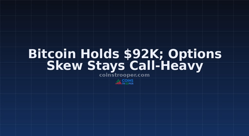 Bitcoin Holds $92K; Options Skew Stays Call-Heavy