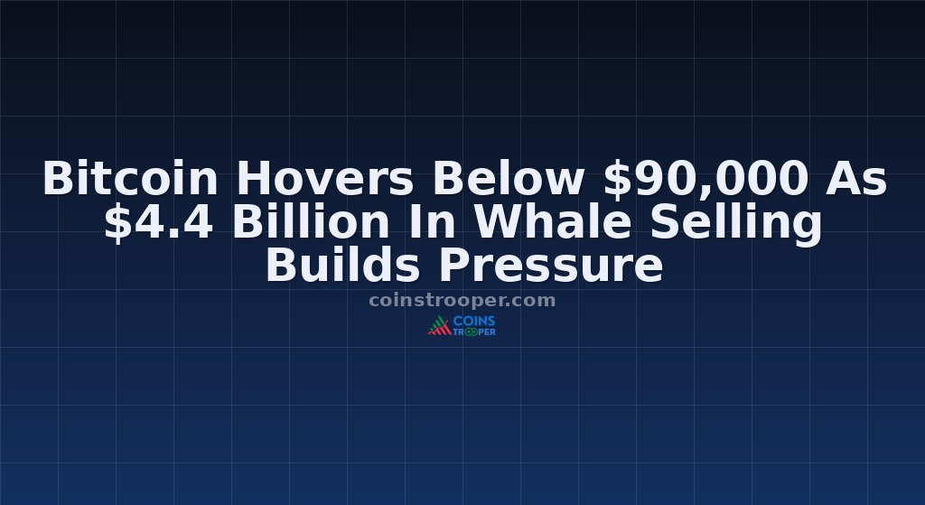 Bitcoin Hovers Below $90,000 As $4.4 Billion In Whale Selling Builds Pressure