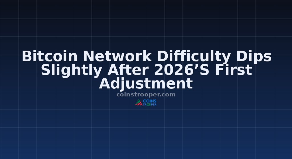 Bitcoin Network Difficulty Dips Slightly After 2026’S First Adjustment