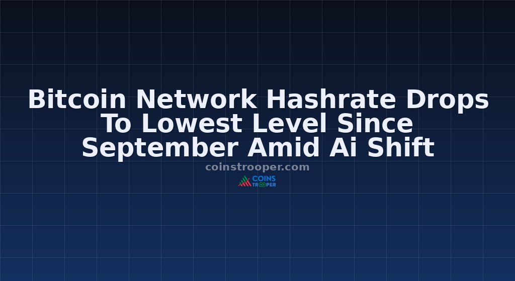 Bitcoin Network Hashrate Drops To Lowest Level Since September Amid Ai Shift