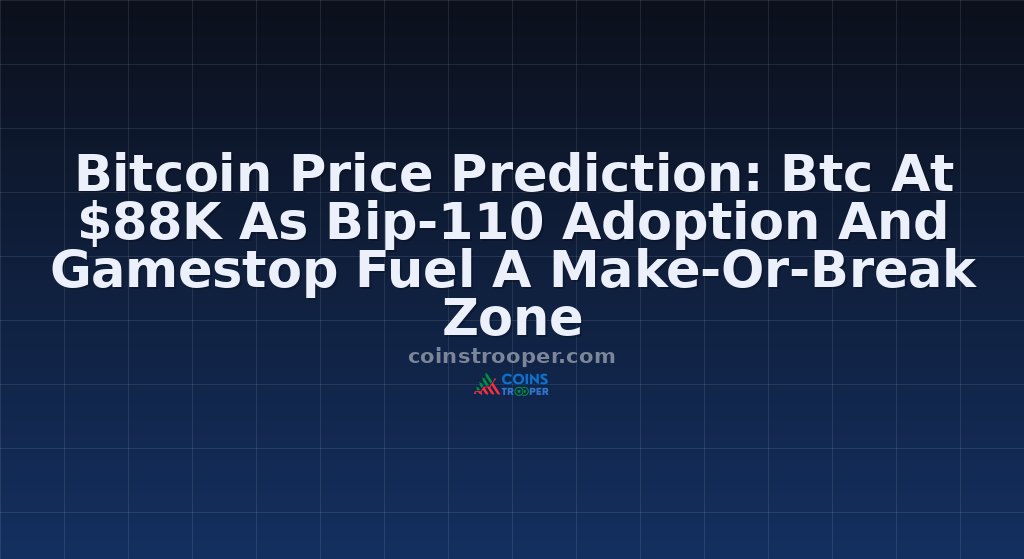 Bitcoin Price Prediction: Btc At $88K As Bip-110 Adoption And Gamestop Fuel A Make-Or-Break Zone