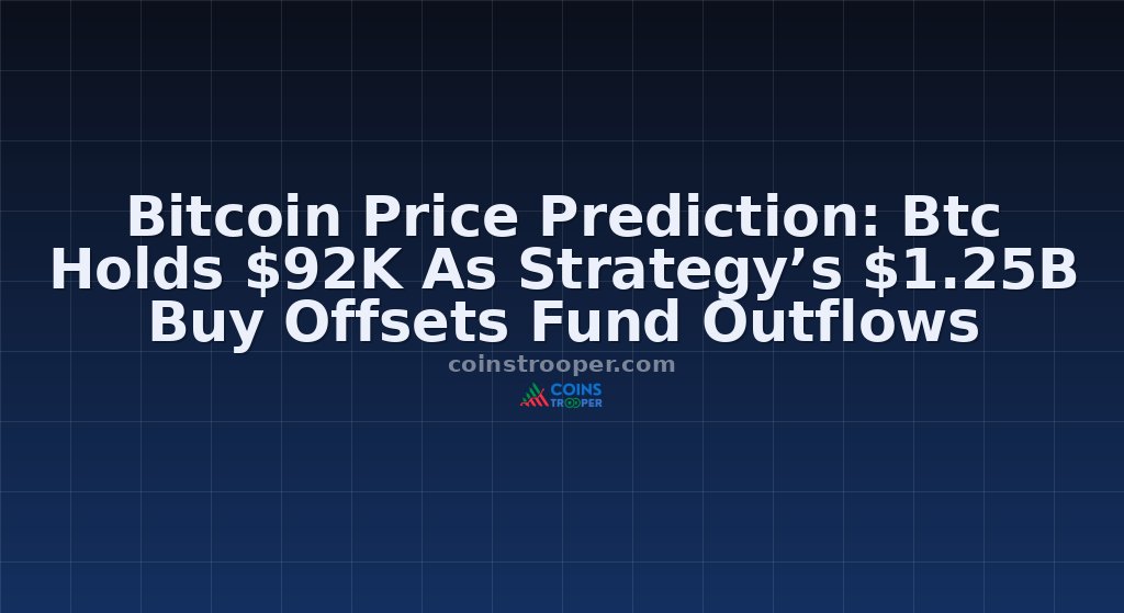 Bitcoin Price Prediction: Btc Holds $92K As Strategy’s $1.25B Buy Offsets Fund Outflows