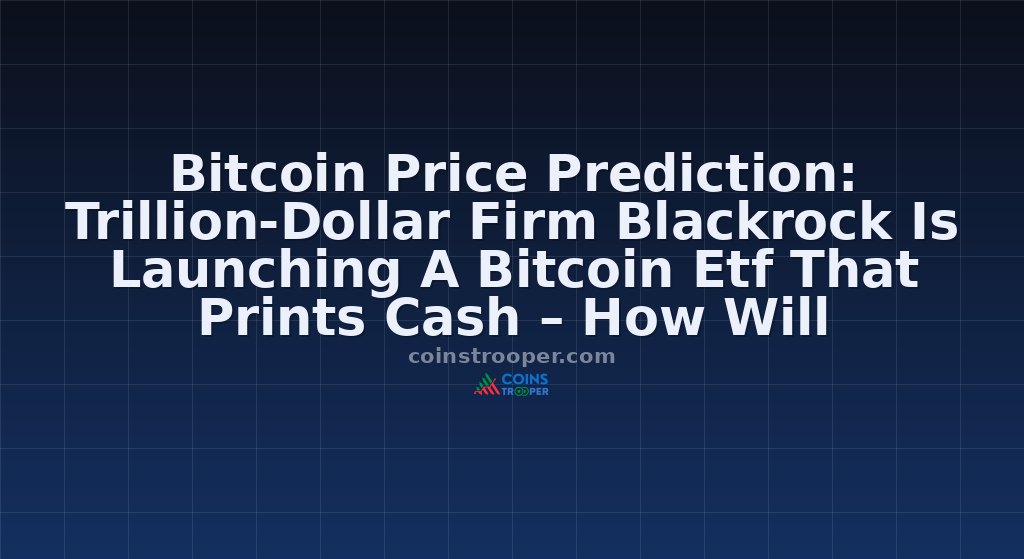 Bitcoin Price Prediction: Trillion-Dollar Firm Blackrock Is Launching A Bitcoin Etf That Prints Cash – How Will Institutions React?