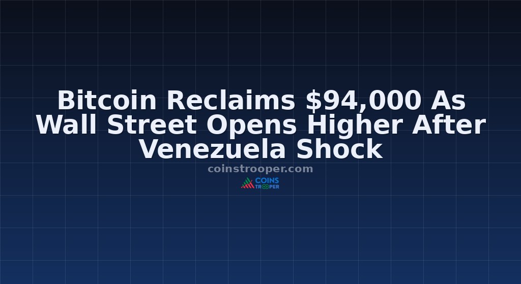 Bitcoin Reclaims $94,000 As Wall Street Opens Higher After Venezuela Shock