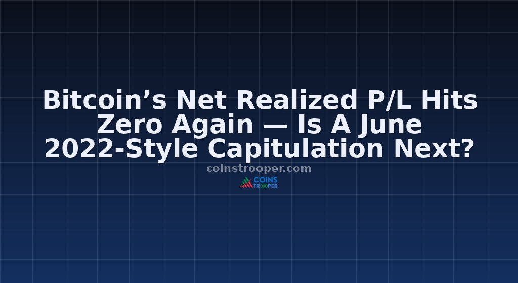 Bitcoin’s Net Realized P/L Hits Zero Again — Is A June 2022-Style Capitulation Next?