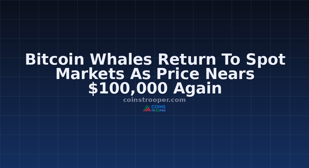 Bitcoin Whales Return To Spot Markets As Price Nears $100,000 Again