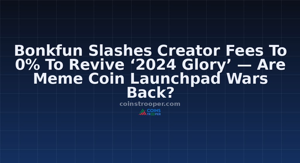 Bonkfun Slashes Creator Fees To 0% To Revive ‘2024 Glory’ — Are Meme Coin Launchpad Wars Back?