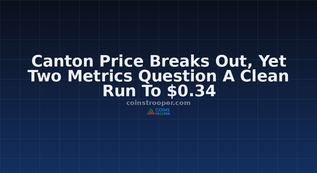 Canton Price Breaks Out, Yet Two Metrics Question A Clean Run To $0.34