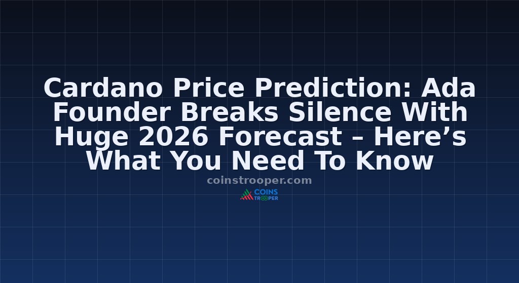 Cardano Price Prediction: Ada Founder Breaks Silence With Huge 2026 Forecast – Here’s What You Need To Know