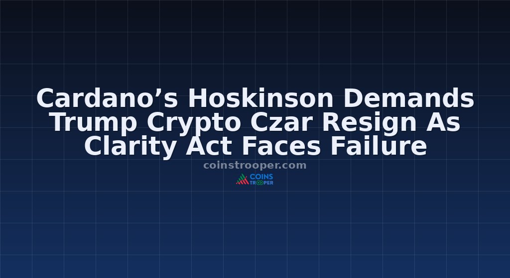 Cardano’s Hoskinson Demands Trump Crypto Czar Resign As Clarity Act Faces Failure