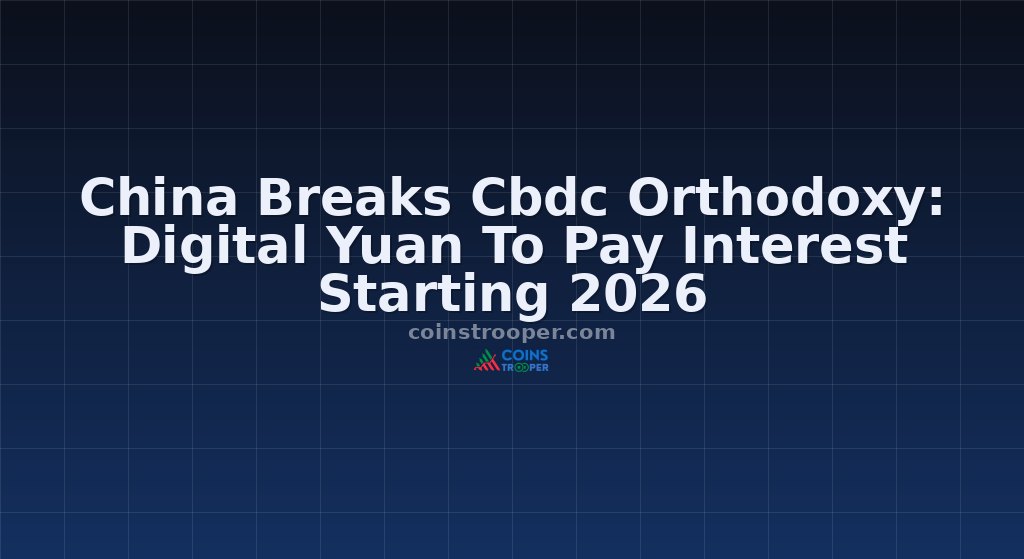 China Breaks Cbdc Orthodoxy: Digital Yuan To Pay Interest Starting 2026