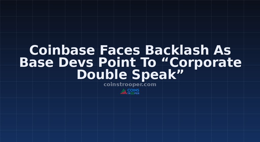 Coinbase Faces Backlash As Base Devs Point To “Corporate Double Speak”