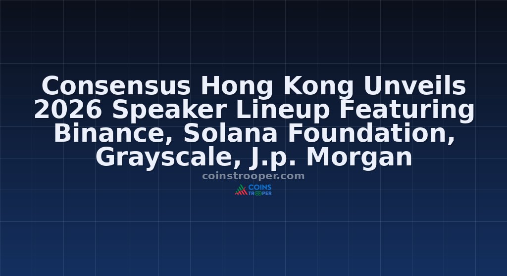 Consensus Hong Kong Unveils 2026 Speaker Lineup Featuring Binance, Solana Foundation, Grayscale, J.p. Morgan
