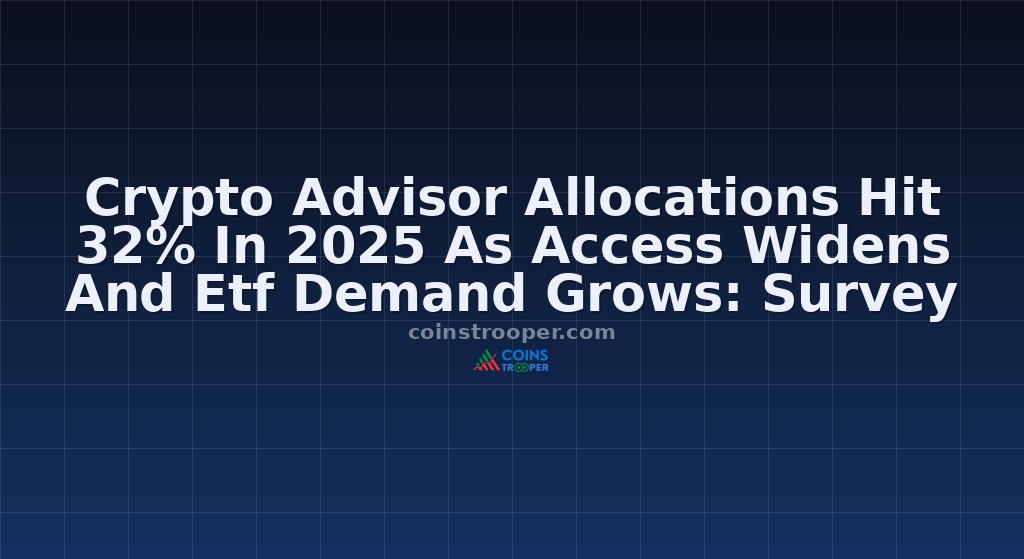 Crypto Advisor Allocations Hit 32% In 2025 As Access Widens And Etf Demand Grows: Survey