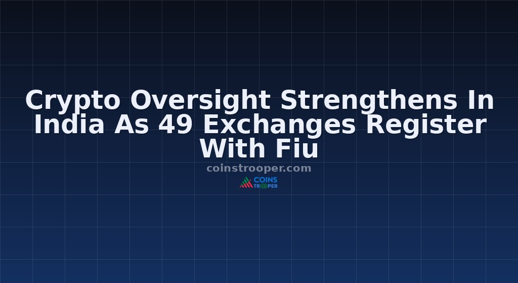 Crypto Oversight Strengthens In India As 49 Exchanges Register With Fiu