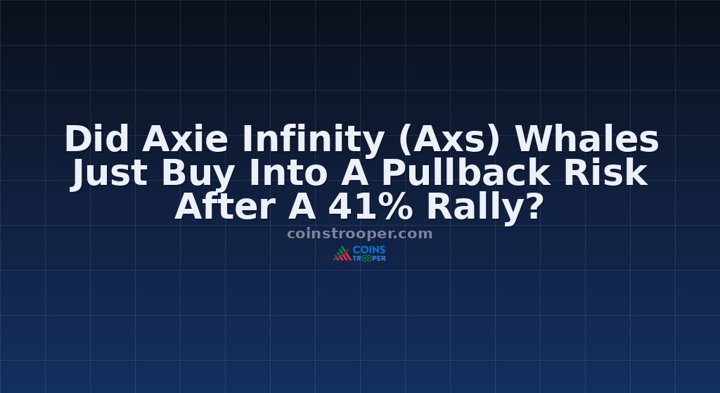 Did Axie Infinity (Axs) Whales Just Buy Into A Pullback Risk After A 41% Rally?