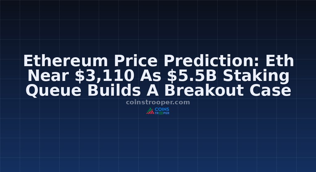 Ethereum Price Prediction: Eth Near $3,110 As $5.5B Staking Queue Builds A Breakout Case