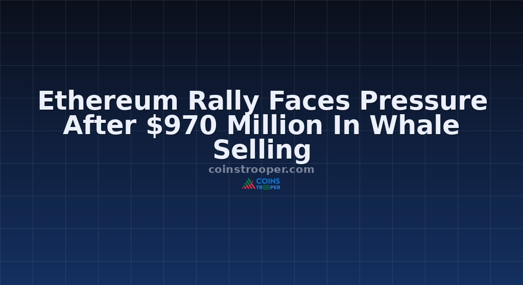 Ethereum Rally Faces Pressure After $970 Million In Whale Selling