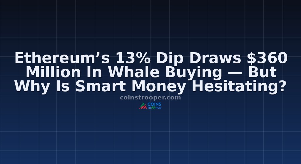 Ethereum’s 13% Dip Draws $360 Million In Whale Buying — But Why Is Smart Money Hesitating?