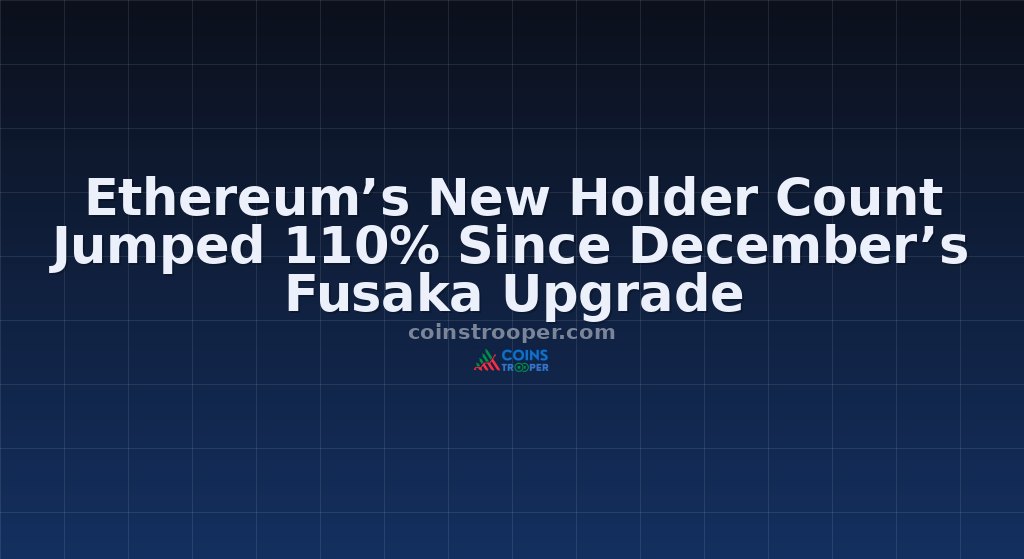 Ethereum’s New Holder Count Jumped 110% Since December’s Fusaka Upgrade