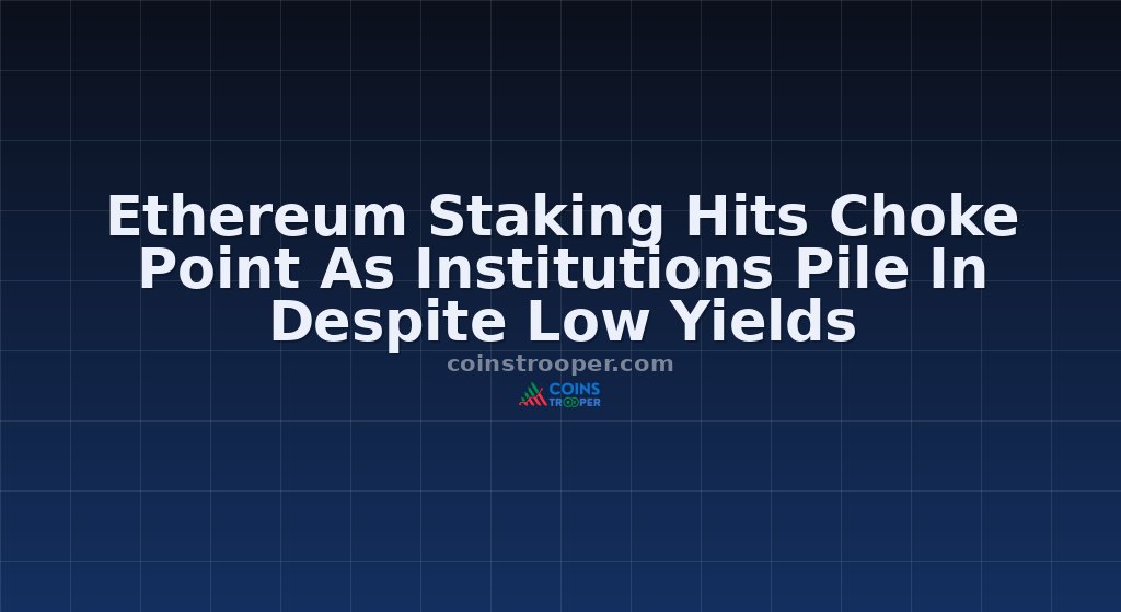 Ethereum Staking Hits Choke Point As Institutions Pile In Despite Low Yields