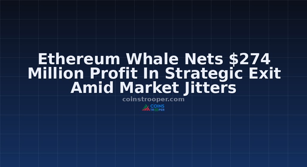 Ethereum Whale Nets $274 Million Profit In Strategic Exit Amid Market Jitters