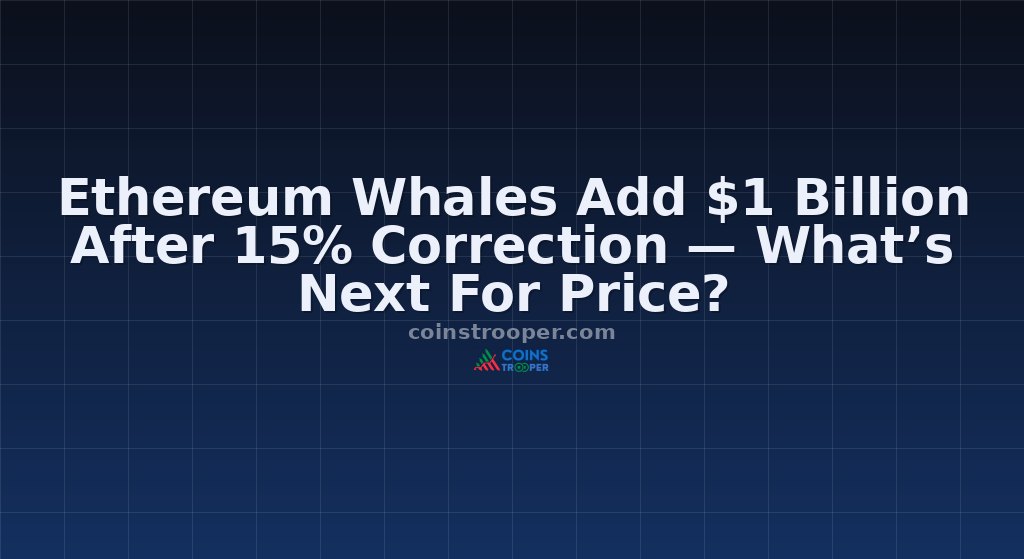 Ethereum Whales Add $1 Billion After 15% Correction — What’s Next For Price?