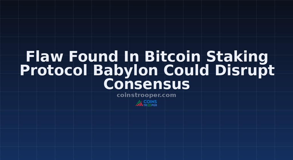 Flaw Found In Bitcoin Staking Protocol Babylon Could Disrupt Consensus