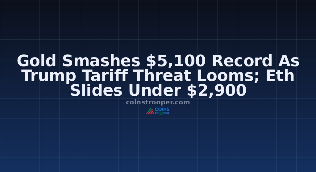 Gold Smashes $5,100 Record As Trump Tariff Threat Looms; Eth Slides Under $2,900