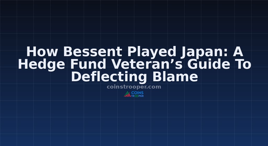 How Bessent Played Japan: A Hedge Fund Veteran’s Guide To Deflecting Blame