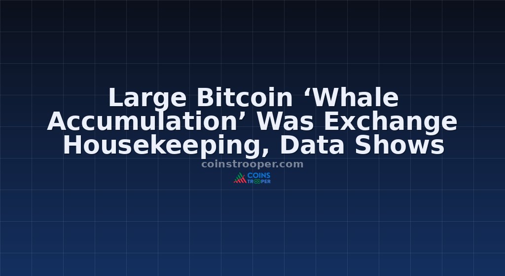 Large Bitcoin ‘Whale Accumulation’ Was Exchange Housekeeping, Data Shows