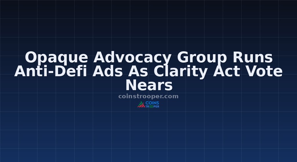 Opaque Advocacy Group Runs Anti-Defi Ads As Clarity Act Vote Nears