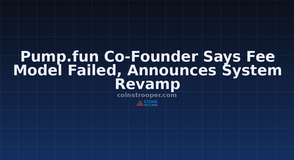 Pump.fun Co-Founder Says Fee Model Failed, Announces System Revamp