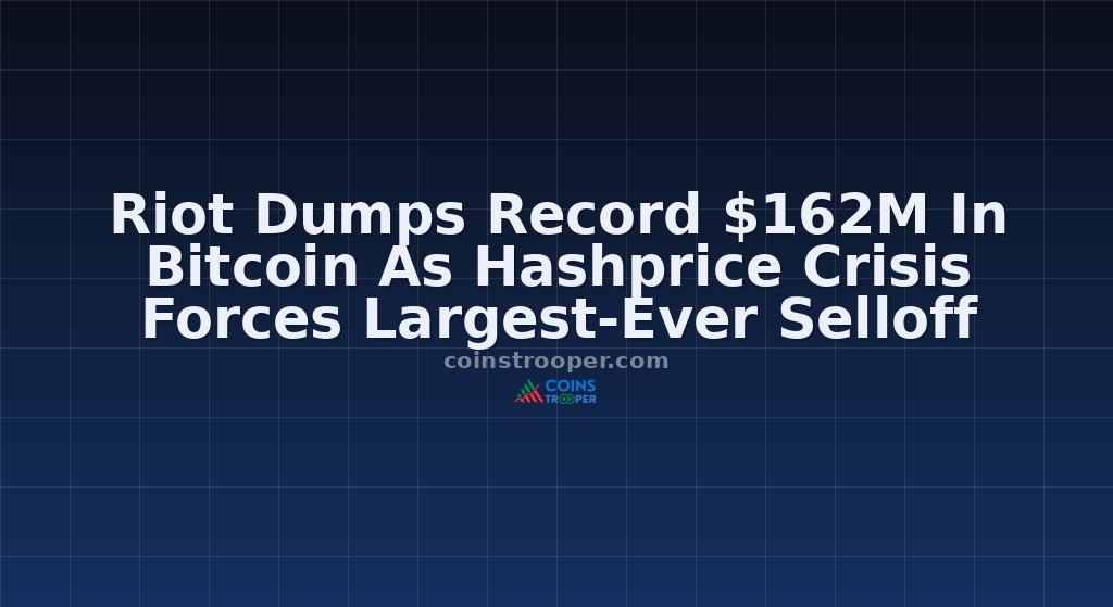 Riot Dumps Record $162M In Bitcoin As Hashprice Crisis Forces Largest-Ever Selloff