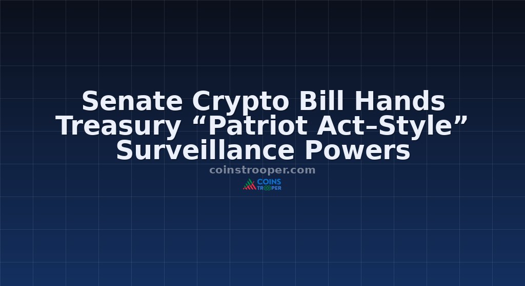 Senate Crypto Bill Hands Treasury “Patriot Act–Style” Surveillance Powers