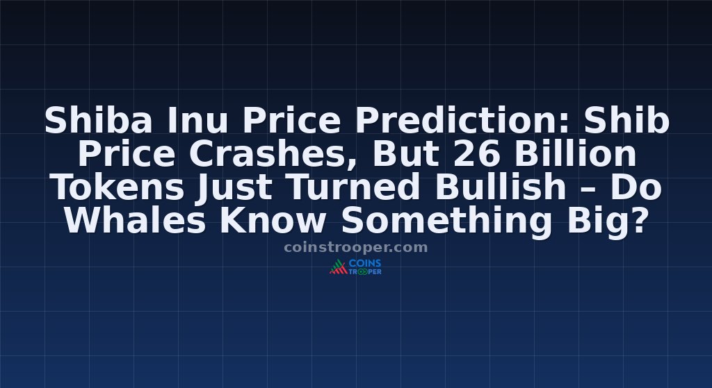 Shiba Inu Price Prediction: Shib Price Crashes, But 26 Billion Tokens Just Turned Bullish – Do Whales Know Something Big?