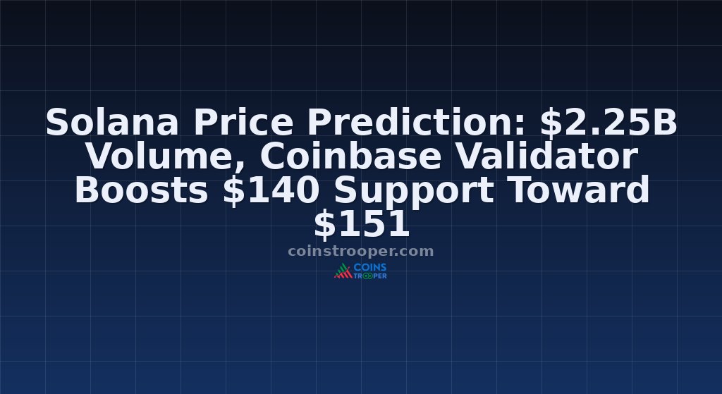 Solana Price Prediction: $2.25B Volume, Coinbase Validator Boosts $140 Support Toward $151