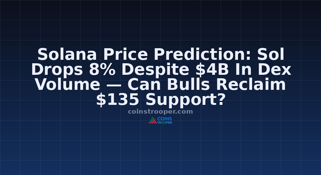 Solana Price Prediction: Sol Drops 8% Despite $4B In Dex Volume — Can Bulls Reclaim $135 Support?