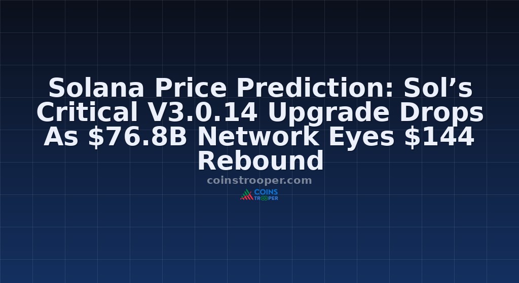 Solana Price Prediction: Sol’s Critical V3.0.14 Upgrade Drops As $76.8B Network Eyes $144 Rebound