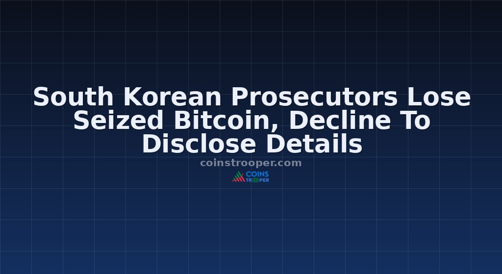 South Korean Prosecutors Lose Seized Bitcoin, Decline To Disclose Details