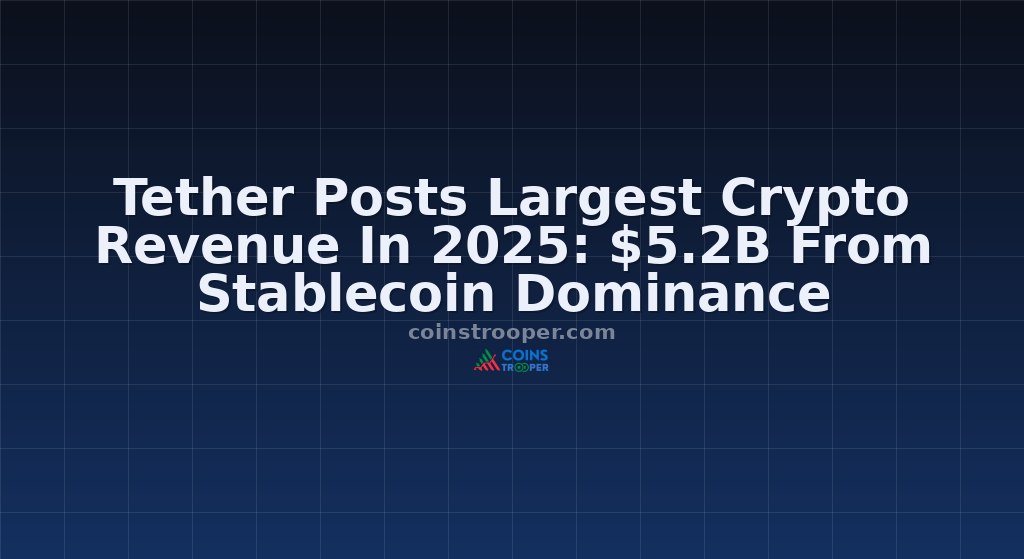Tether Posts Largest Crypto Revenue In 2025: $5.2B From Stablecoin Dominance