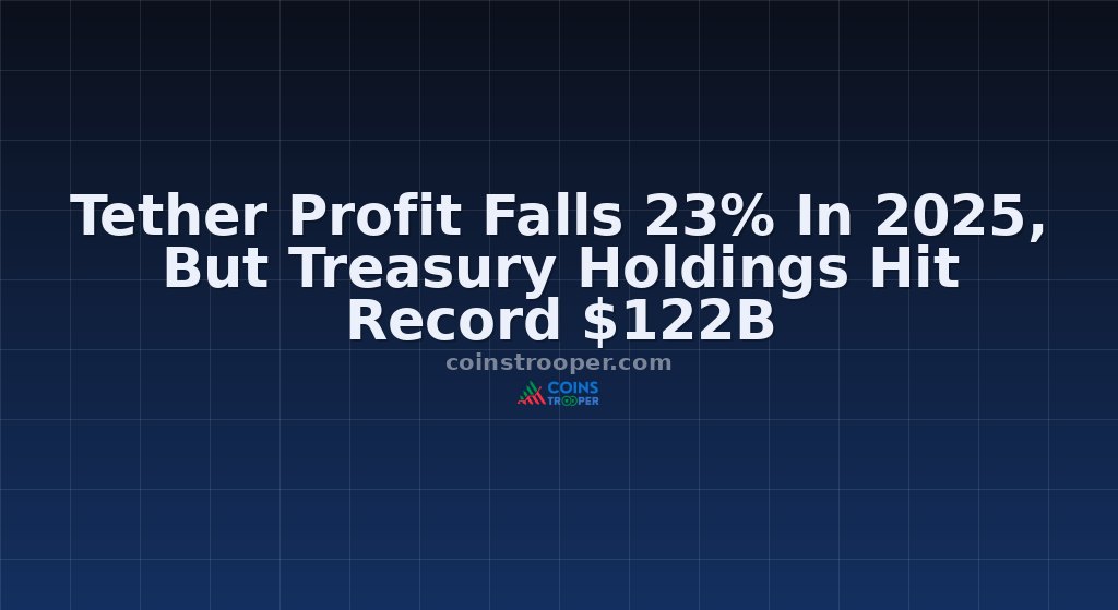 Tether Profit Falls 23% In 2025, But Treasury Holdings Hit Record $122B