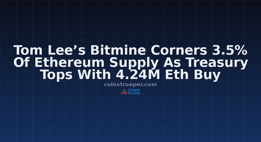 Tom Lee’s Bitmine Corners 3.5% Of Ethereum Supply As Treasury Tops With 4.24M Eth Buy