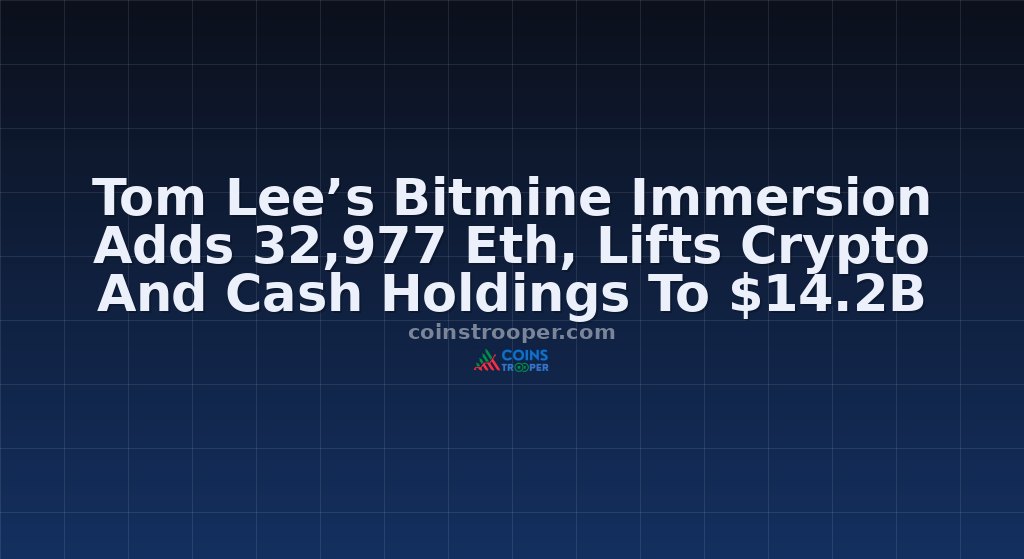 Tom Lee’s Bitmine Immersion Adds 32,977 Eth, Lifts Crypto And Cash Holdings To $14.2B