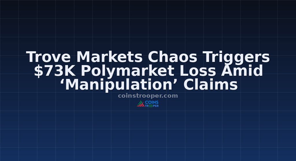 Trove Markets Chaos Triggers $73K Polymarket Loss Amid ‘Manipulation’ Claims