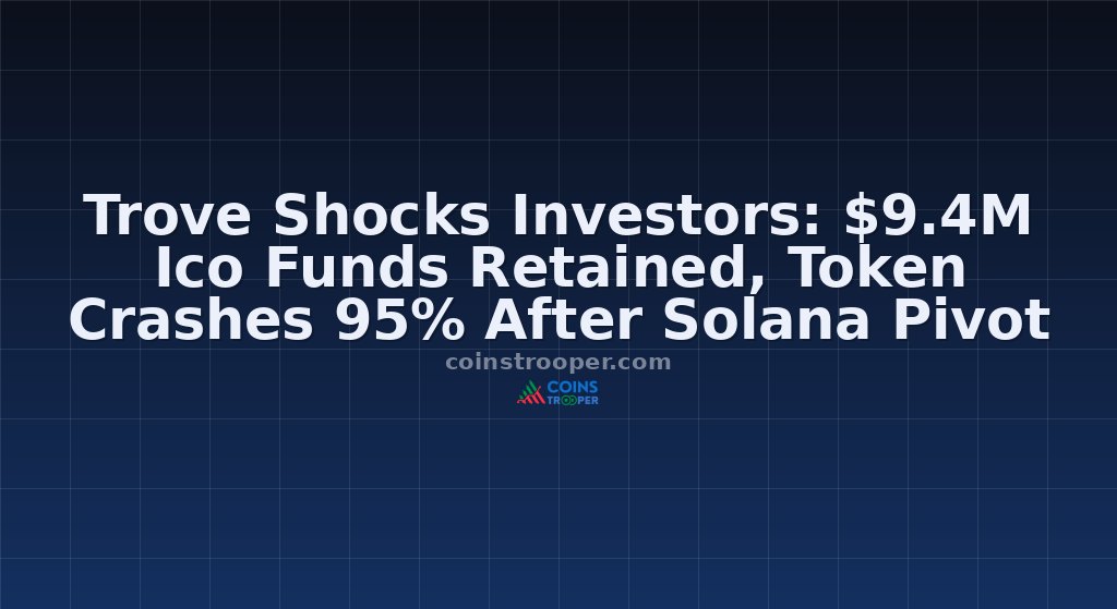 Trove Shocks Investors: $9.4M Ico Funds Retained, Token Crashes 95% After Solana Pivot