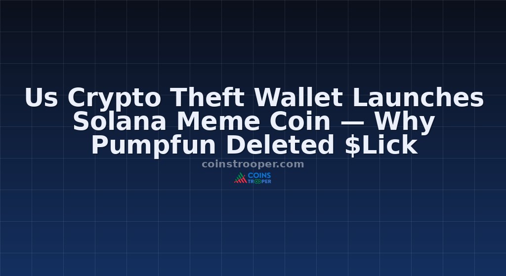 Us Crypto Theft Wallet Launches Solana Meme Coin — Why Pumpfun Deleted $Lick